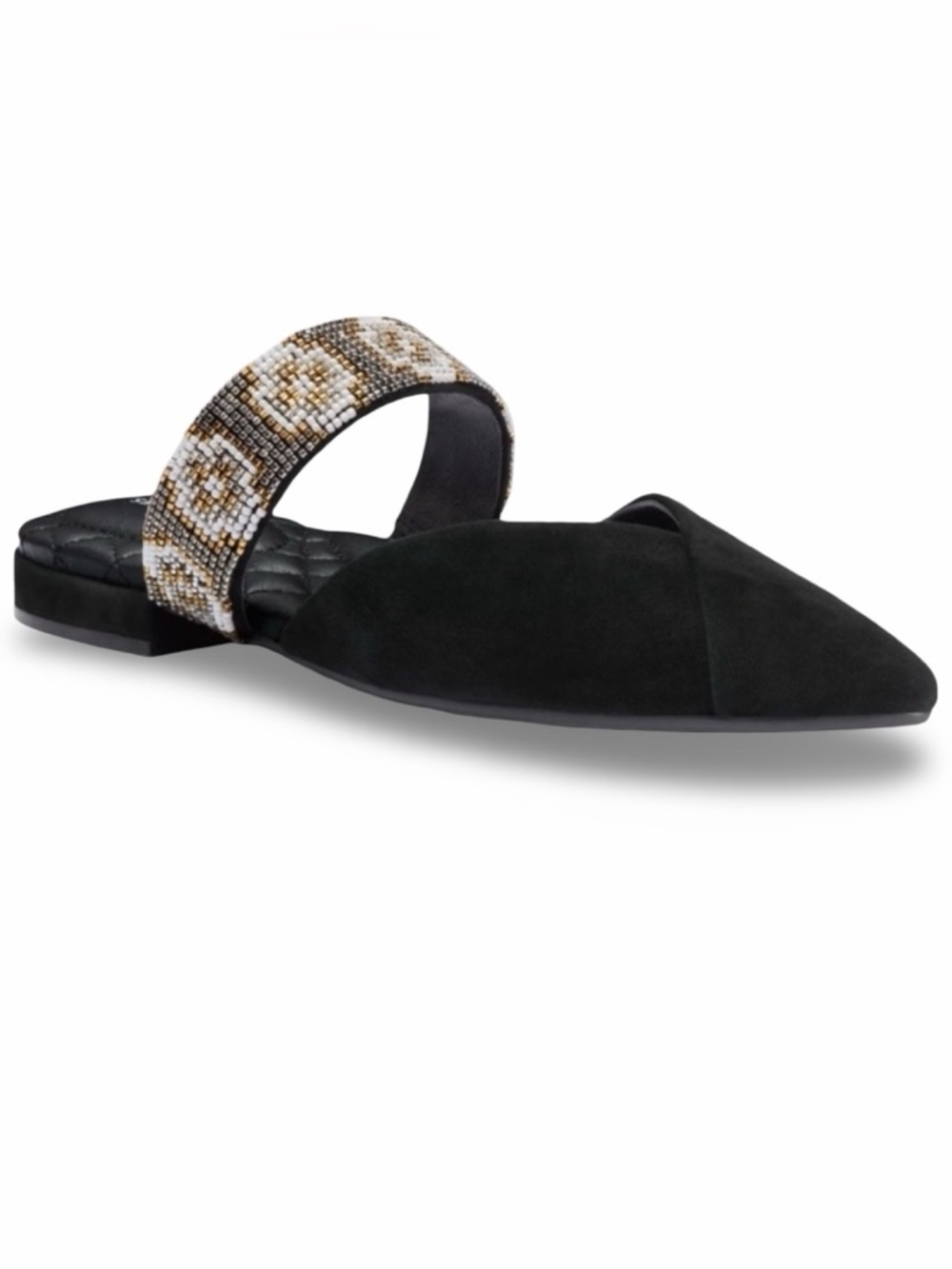 Birdies The Swan Black Beaded Mules | Size 8.5